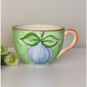 ZRIKE Hand Painted Plum Cappuccino Mug Valencia Portugal